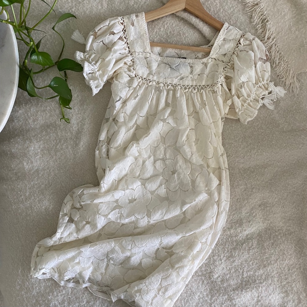 LOFT Trulli Off White Lace Dress Size X-Small Petite